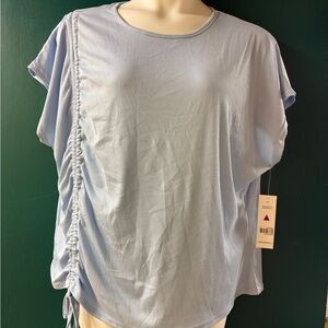 Light Blue Ruched Women Top
